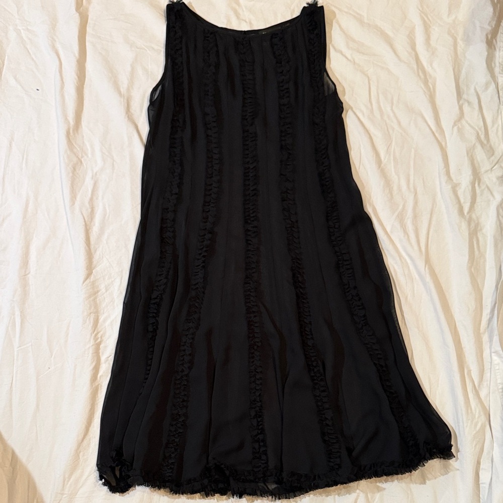 Adrianna Papell Black Sheer Textured Midi Dress